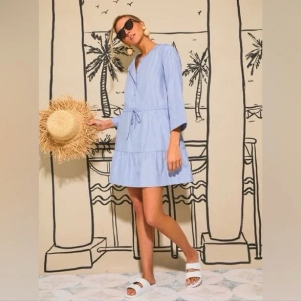 Pomander Place by Tuckernuck Sky Blue Lucy Chambray Dress size S
